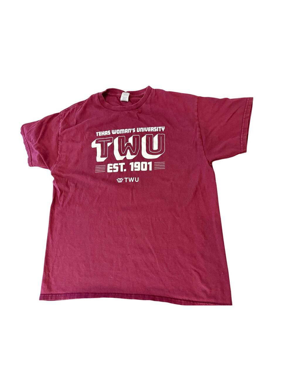 TEXAS WOMAN'S UNIVERSITY TWU Gildan Collegiate Tee T-Shirt L - Picture 1 of 6